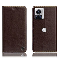 Coque Portefeuille Livre Cuir Etui Clapet H04P pour Motorola Moto Edge 30 Ultra 5G Marron