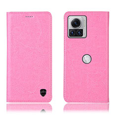 Coque Portefeuille Livre Cuir Etui Clapet H04P pour Motorola Moto Edge 30 Ultra 5G Rose