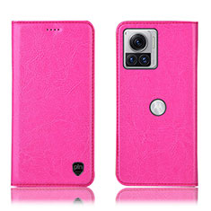 Coque Portefeuille Livre Cuir Etui Clapet H04P pour Motorola Moto Edge 30 Ultra 5G Rose Rouge