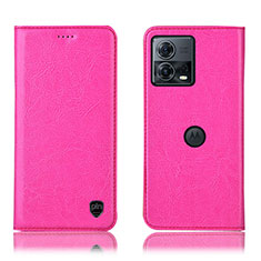 Coque Portefeuille Livre Cuir Etui Clapet H04P pour Motorola Moto Edge S30 Pro 5G Rose Rouge