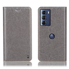 Coque Portefeuille Livre Cuir Etui Clapet H04P pour Motorola Moto G200 5G Gris