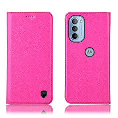 Coque Portefeuille Livre Cuir Etui Clapet H04P pour Motorola Moto G31 Rose Rouge