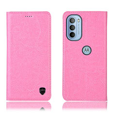 Coque Portefeuille Livre Cuir Etui Clapet H04P pour Motorola Moto G41 Rose