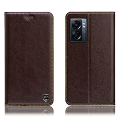 Coque Portefeuille Livre Cuir Etui Clapet H04P pour OnePlus Nord N300 5G Marron