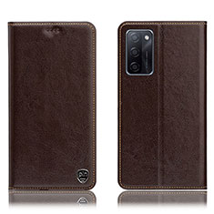 Coque Portefeuille Livre Cuir Etui Clapet H04P pour Oppo A55S 5G Marron