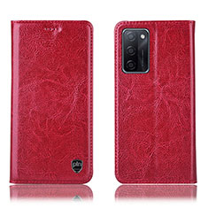 Coque Portefeuille Livre Cuir Etui Clapet H04P pour Oppo A55S 5G Rouge