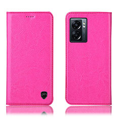 Coque Portefeuille Livre Cuir Etui Clapet H04P pour Oppo A57 5G Rose Rouge