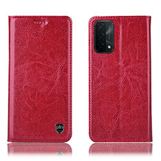 Coque Portefeuille Livre Cuir Etui Clapet H04P pour Oppo A74 5G Rouge