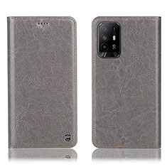 Coque Portefeuille Livre Cuir Etui Clapet H04P pour Oppo A94 5G Gris