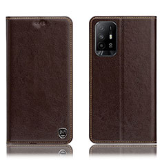 Coque Portefeuille Livre Cuir Etui Clapet H04P pour Oppo A95 5G Marron