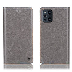 Coque Portefeuille Livre Cuir Etui Clapet H04P pour Oppo Find X3 5G Gris