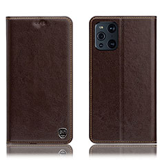 Coque Portefeuille Livre Cuir Etui Clapet H04P pour Oppo Find X3 5G Marron