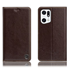 Coque Portefeuille Livre Cuir Etui Clapet H04P pour Oppo Find X5 5G Marron