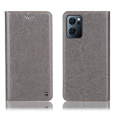 Coque Portefeuille Livre Cuir Etui Clapet H04P pour Oppo Find X5 Lite 5G Gris