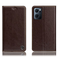 Coque Portefeuille Livre Cuir Etui Clapet H04P pour Oppo Find X5 Lite 5G Marron