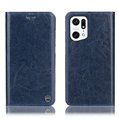 Coque Portefeuille Livre Cuir Etui Clapet H04P pour Oppo Find X5 Pro 5G Bleu