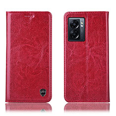 Coque Portefeuille Livre Cuir Etui Clapet H04P pour Oppo K10 5G India Rouge