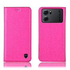 Coque Portefeuille Livre Cuir Etui Clapet H04P pour Oppo K10 5G Rose Rouge