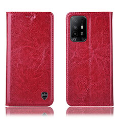 Coque Portefeuille Livre Cuir Etui Clapet H04P pour Oppo Reno5 Z 5G Rouge