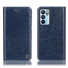 Coque Portefeuille Livre Cuir Etui Clapet H04P pour Oppo Reno6 5G Bleu