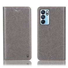 Coque Portefeuille Livre Cuir Etui Clapet H04P pour Oppo Reno6 5G Gris