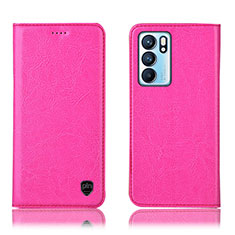 Coque Portefeuille Livre Cuir Etui Clapet H04P pour Oppo Reno6 5G Rose Rouge