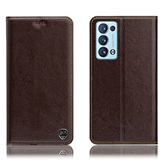 Coque Portefeuille Livre Cuir Etui Clapet H04P pour Oppo Reno6 Pro 5G Marron