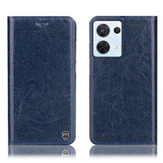 Coque Portefeuille Livre Cuir Etui Clapet H04P pour Oppo Reno8 5G Bleu