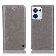 Coque Portefeuille Livre Cuir Etui Clapet H04P pour Oppo Reno8 5G Gris