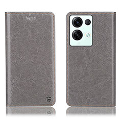 Coque Portefeuille Livre Cuir Etui Clapet H04P pour Oppo Reno8 Pro+ Plus 5G Gris