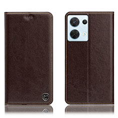 Coque Portefeuille Livre Cuir Etui Clapet H04P pour Oppo Reno9 5G Marron