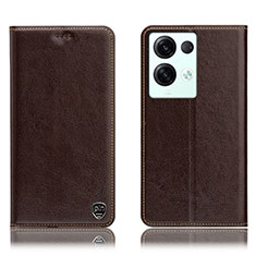 Coque Portefeuille Livre Cuir Etui Clapet H04P pour Oppo Reno9 Pro+ Plus 5G Marron