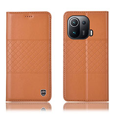 Coque Portefeuille Livre Cuir Etui Clapet H04P pour Xiaomi Mi 11 Pro 5G Orange