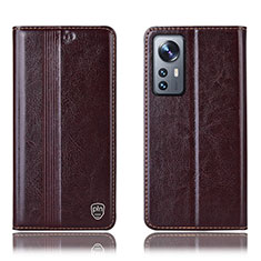 Coque Portefeuille Livre Cuir Etui Clapet H04P pour Xiaomi Mi 12S 5G Marron