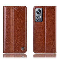 Coque Portefeuille Livre Cuir Etui Clapet H04P pour Xiaomi Mi 12X 5G Brun Clair