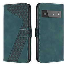 Coque Portefeuille Livre Cuir Etui Clapet H04X pour Google Pixel 6 Pro 5G Vert