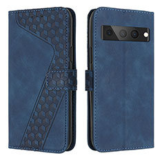 Coque Portefeuille Livre Cuir Etui Clapet H04X pour Google Pixel 7 Pro 5G Bleu