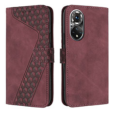 Coque Portefeuille Livre Cuir Etui Clapet H04X pour Huawei Honor 50 Pro 5G Rouge