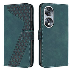 Coque Portefeuille Livre Cuir Etui Clapet H04X pour Huawei Honor 70 5G Vert