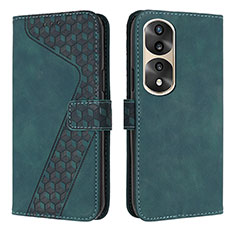 Coque Portefeuille Livre Cuir Etui Clapet H04X pour Huawei Honor 70 Pro+ Plus 5G Vert