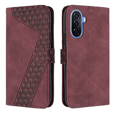 Coque Portefeuille Livre Cuir Etui Clapet H04X pour Huawei Nova Y70 Plus Rouge