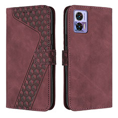 Coque Portefeuille Livre Cuir Etui Clapet H04X pour Motorola Moto Edge 30 Neo 5G Rouge