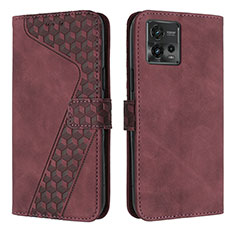 Coque Portefeuille Livre Cuir Etui Clapet H04X pour Motorola Moto G72 Rouge