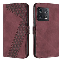 Coque Portefeuille Livre Cuir Etui Clapet H04X pour OnePlus 10T 5G Rouge