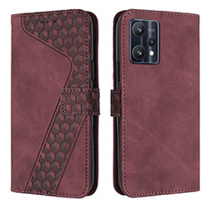 Coque Portefeuille Livre Cuir Etui Clapet H04X pour Realme 9 4G Rouge