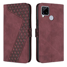 Coque Portefeuille Livre Cuir Etui Clapet H04X pour Realme C25 Rouge