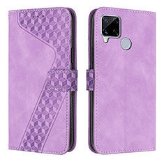 Coque Portefeuille Livre Cuir Etui Clapet H04X pour Realme C25 Violet