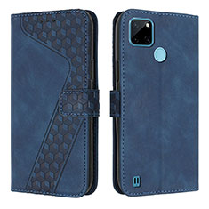 Coque Portefeuille Livre Cuir Etui Clapet H04X pour Realme C25Y India Bleu