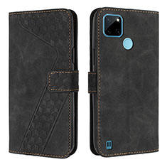 Coque Portefeuille Livre Cuir Etui Clapet H04X pour Realme C25Y Noir