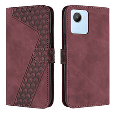 Coque Portefeuille Livre Cuir Etui Clapet H04X pour Realme C30 Rouge